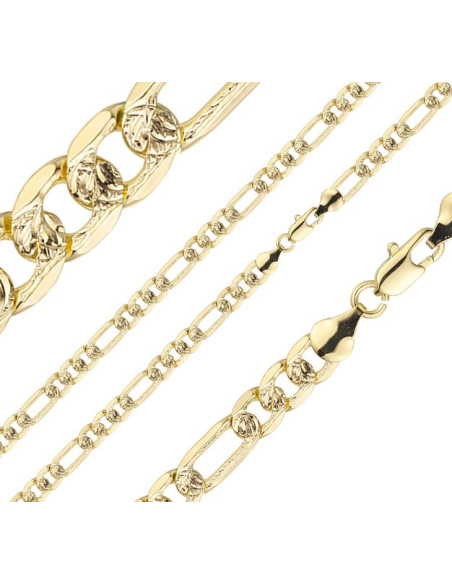 Figaro ketting 14K verguld 50 cm – gehamerde golvende schakels