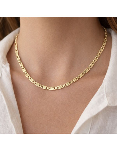 Rechteckige diamantierte Kette 3,5 mm – 14K vergoldet – 55 cm