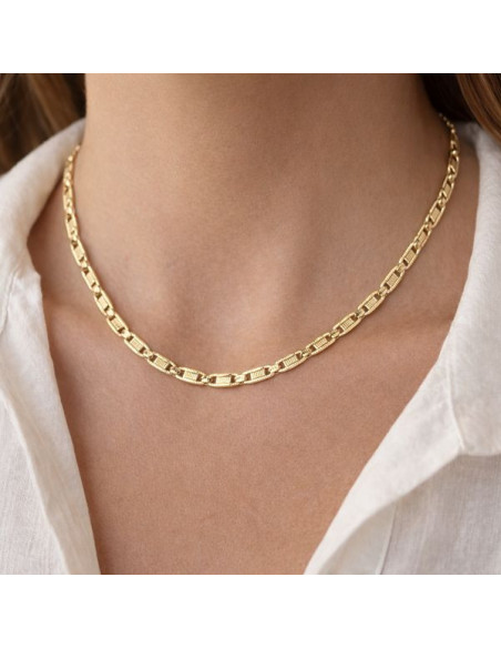 Rechteckige diamantierte Kette 3,5 mm – 14K vergoldet – 55 cm