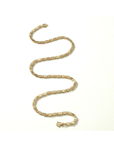 Rechthoekige diamantgeslepen ketting 3,5 mm – 14K verguld – 50 cm