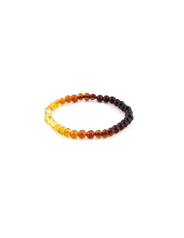 Baltischer Bernstein-Armband für Erwachsene Rainbow Barock – Glänzende Oberfläche – 18 cm