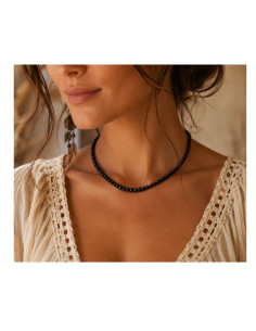Collier Adulte en Ambre Baltique Noir Rondelle Brillant 45 cm | Véritable Ambre Naturel