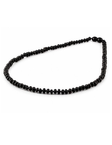 Collier Adulte en Ambre Baltique Noir Rondelle Brillant 45 cm | Véritable Ambre Naturel