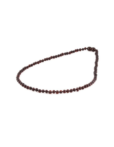 Collier Ambre Baltique Cerise Foncée Brillant – 45 cm