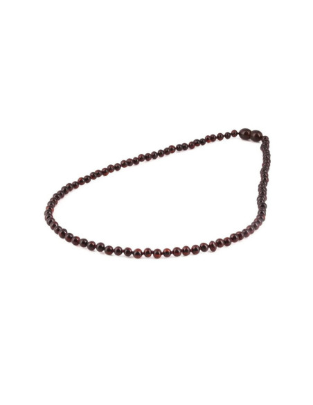 Collier Ambre Baltique Cerise Foncée Brillant – 45 cm