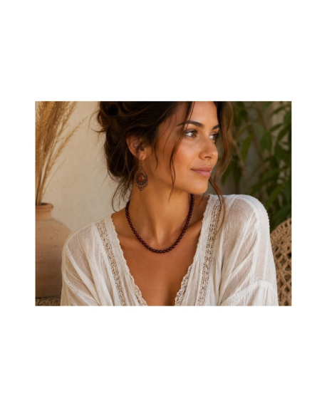 Baltic Amber Adult Necklace Roundel Dark Cherry Glossy Finish – 45 cm