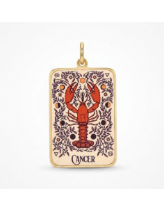 Pendentif Zodiaque Cancer Plaqué Or Émaillé