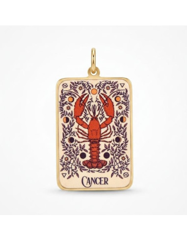 Pendentif Zodiaque Cancer Plaqué Or Émaillé