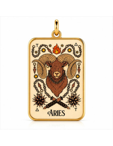 Pendentif Zodiaque Bélier – Acier inoxydable plaqué or