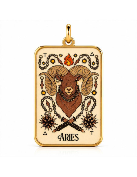 Pendentif Zodiaque Bélier – Acier inoxydable plaqué or