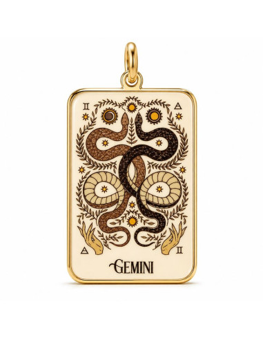 Pendentif Zodiaque Gémeaux Plaqué Or & Émaillé