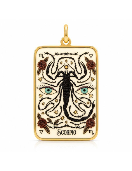 Pendentif Zodiaque Scorpion Plaqué Or & Émaillé