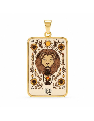 Pendentif Zodiaque Lion plaqué or émaillé 1,8 × 2,6 cm