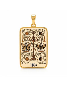 Pendentif Zodiaque Balance Plaqué Or Émaillé 1,8 × 2,6 cm