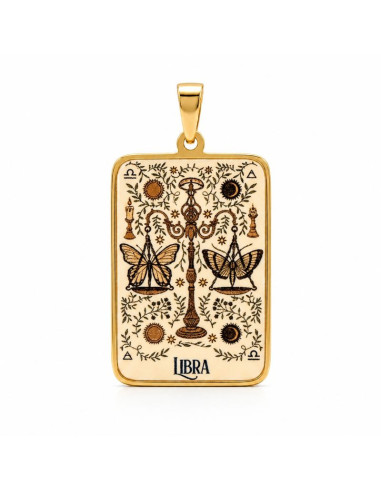 Pendentif Zodiaque Balance Plaqué Or Émaillé 1,8 × 2,6 cm