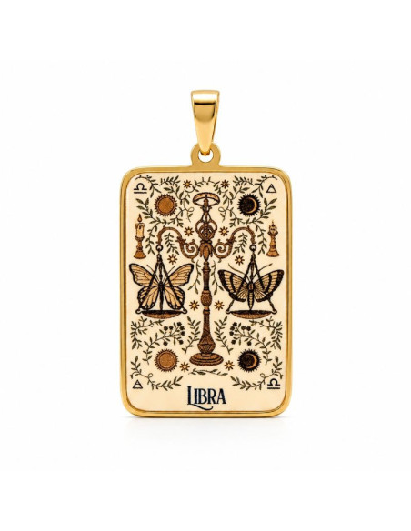 Pendentif Zodiaque Balance Plaqué Or Émaillé 1,8 × 2,6 cm