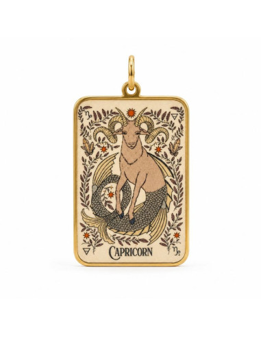 Pendentif Zodiaque Capricorne Plaqué Or Émaillé