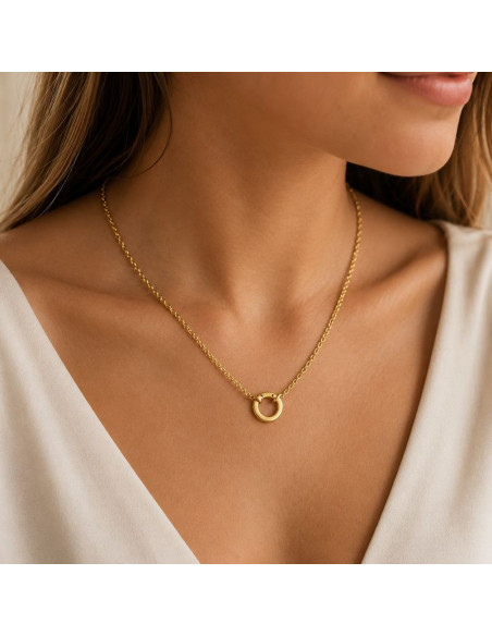 Collier Femme Acier Inoxydable Plaqué Or 18K – 46+6 cm