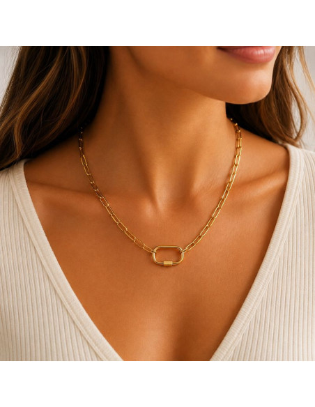 Collier Femme Grands Maillons Plaqué Or 18K – 46+6 cm