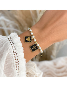 Women's Heart & Cross Bracelet with Miyuki Beads and Freshwater Pearls