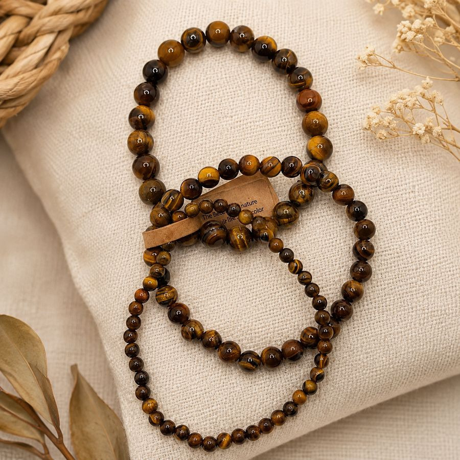 Bracelets Œil de Tigre en Pierre Naturelle – Set de 3