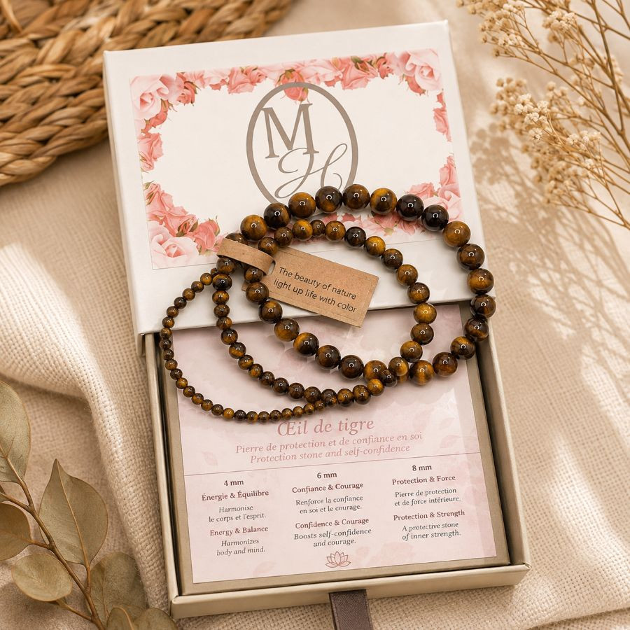 Tigerauge Armbänder aus Naturstein – 3er-Set-4