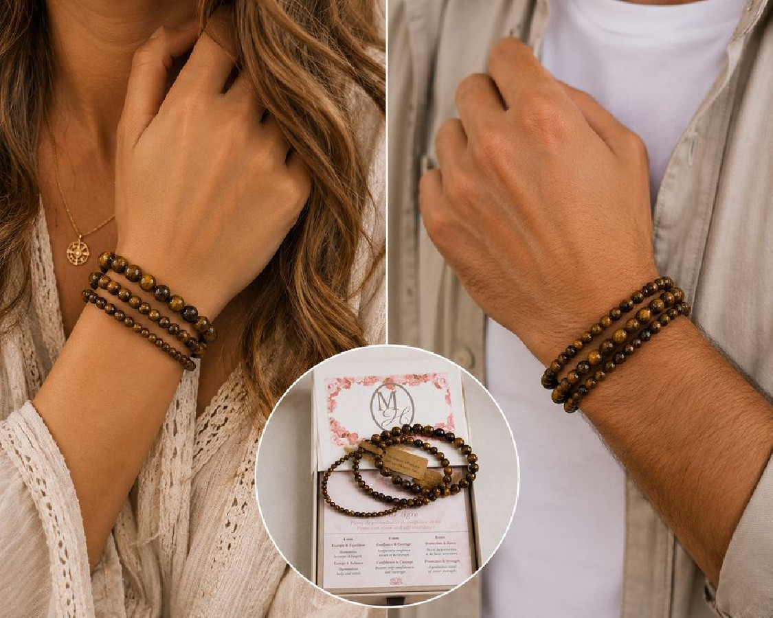 Bracelets Œil de Tigre en Pierre Naturelle – Set de 3