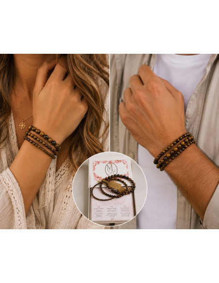 Natural Tiger Eye Stone Bracelets – Set of 3