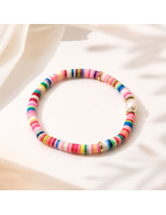 Multicolor Boho Damesarmband – Handgemaakt met Zoetwaterparel