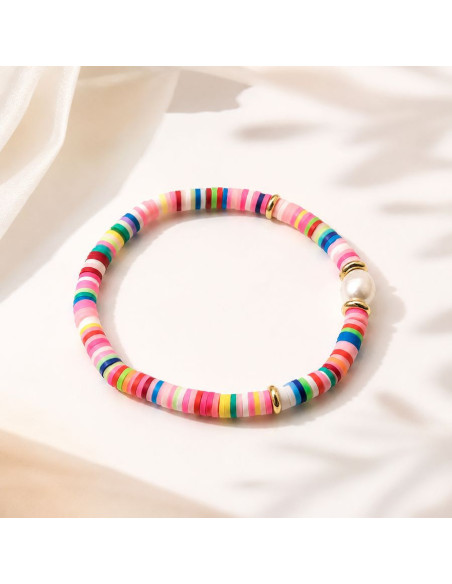 Women’s Multicolour Boho Bracelet – Handmade with Freshwater Pearl