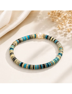 Handgefertigtes mehrfarbiges böhmisches Armband - blau