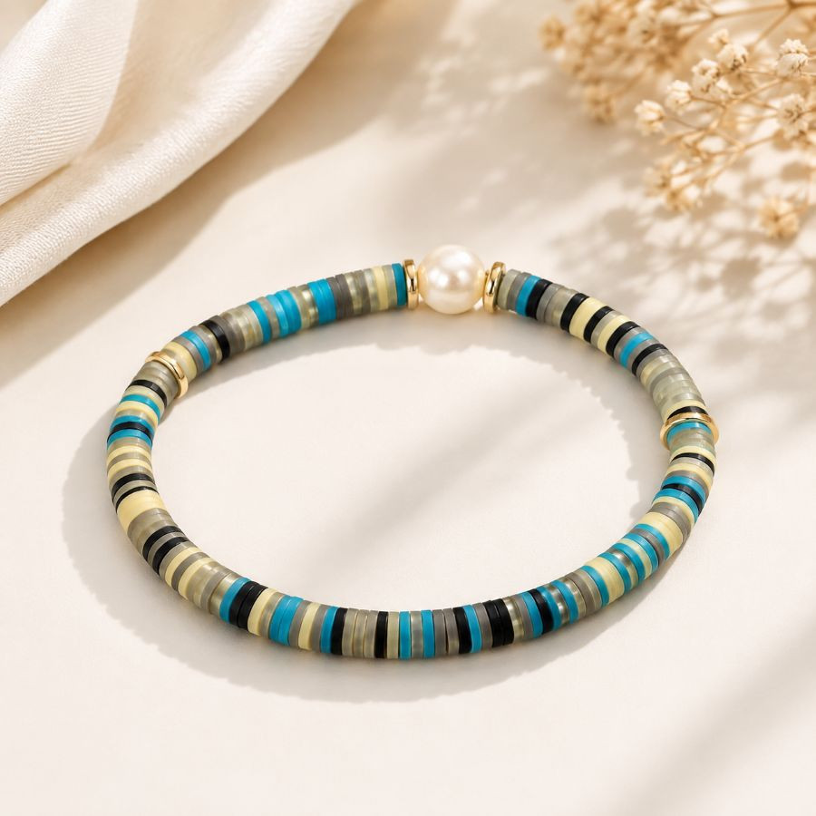 Handgemaakte veelkleurige bohemian armband - blauw