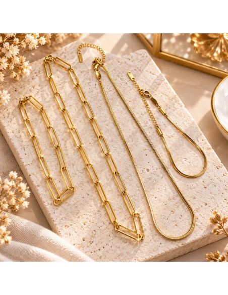 Women's Necklace & Bracelet Set – 18K Gold-Plated Stainless Steel