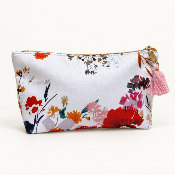 Essential Oil Travel and Storage Pouch – Floral Pattern and Pink Tassel