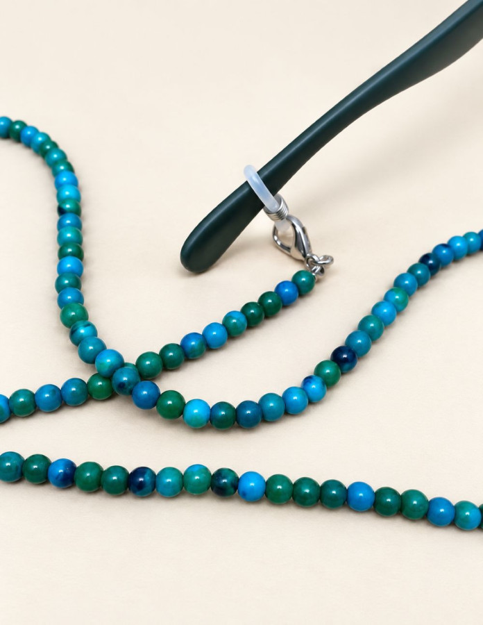 Brillenkette mit Türkisperlen 72 cm | Look Hippie Chic