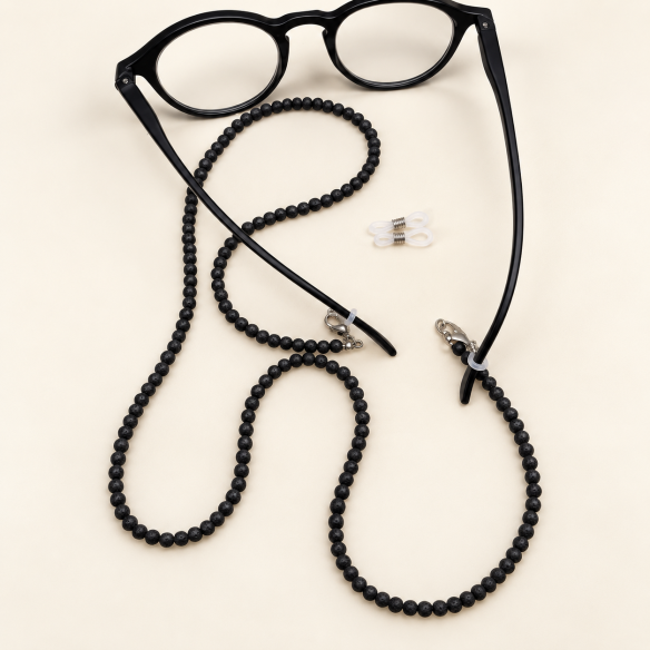 Cordon à lunettes pierre de lave 72 cm | Look Hippie Chic