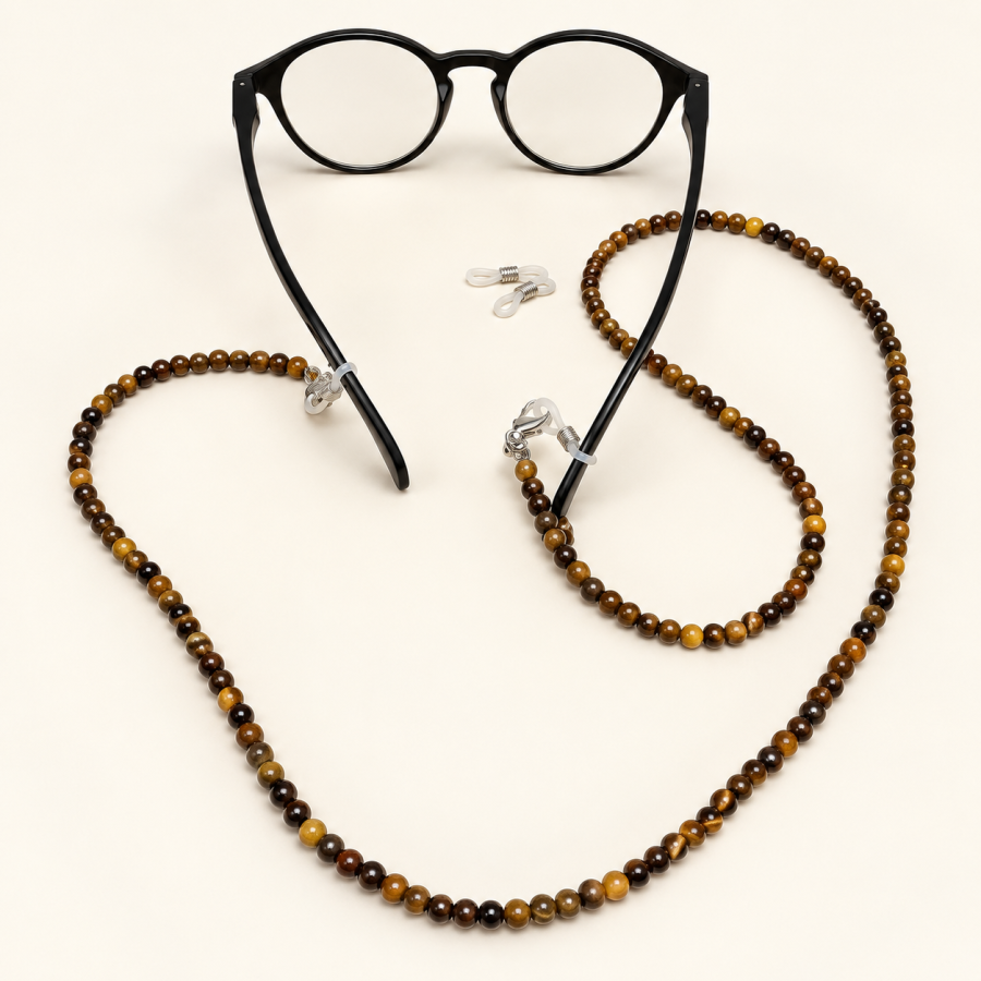 Cordon à lunettes œil de tigre 72 cm | Look Hippie Chic