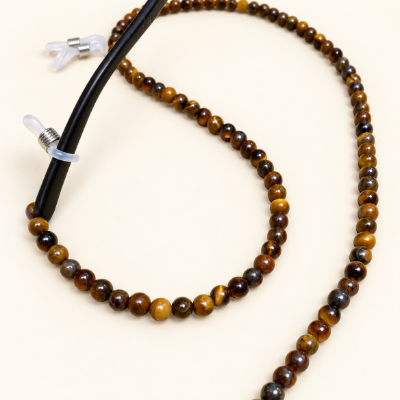 Cordon à lunettes œil de tigre 72 cm | Look Hippie Chic