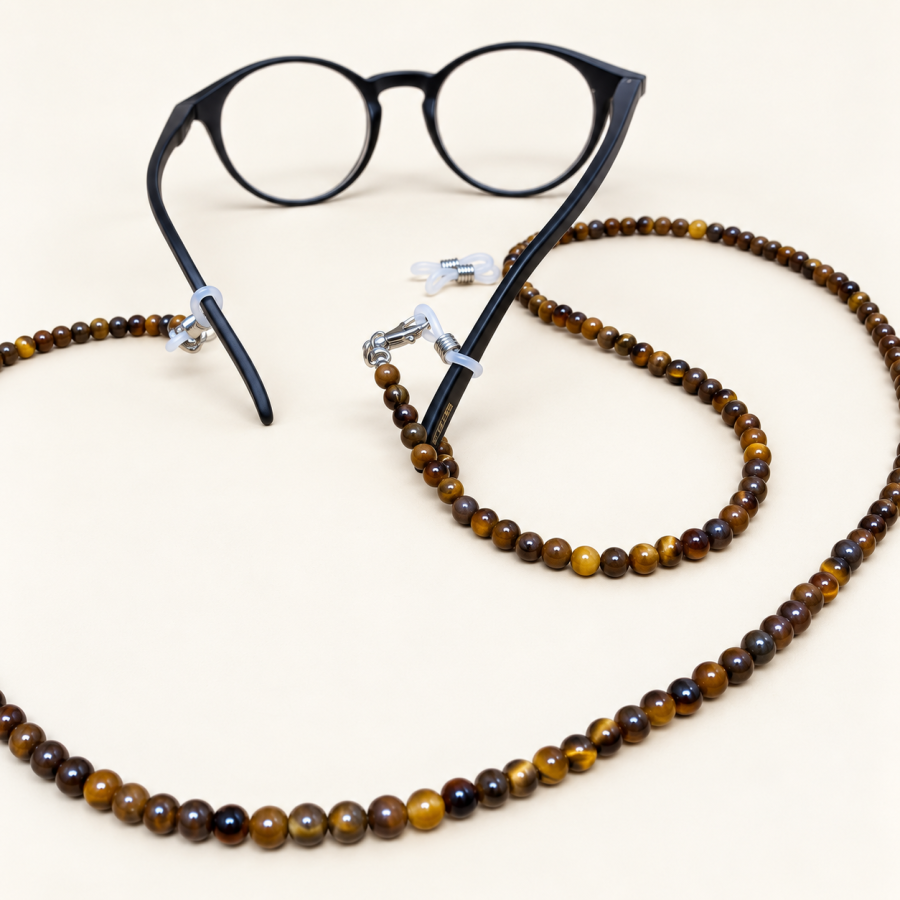 Brillenkette Tigerauge 72 cm | Look Hippie Chic