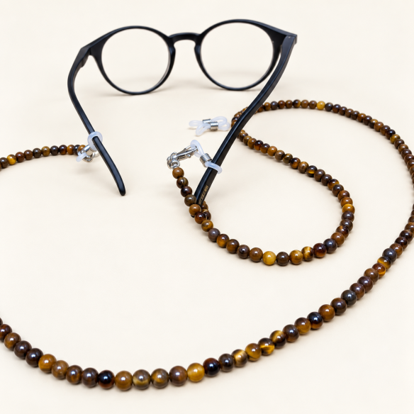 Brillenkette Tigerauge 72 cm | Look Hippie Chic