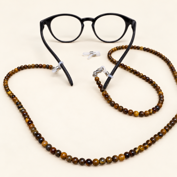 Brillenkette Tigerauge 72 cm | Look Hippie Chic