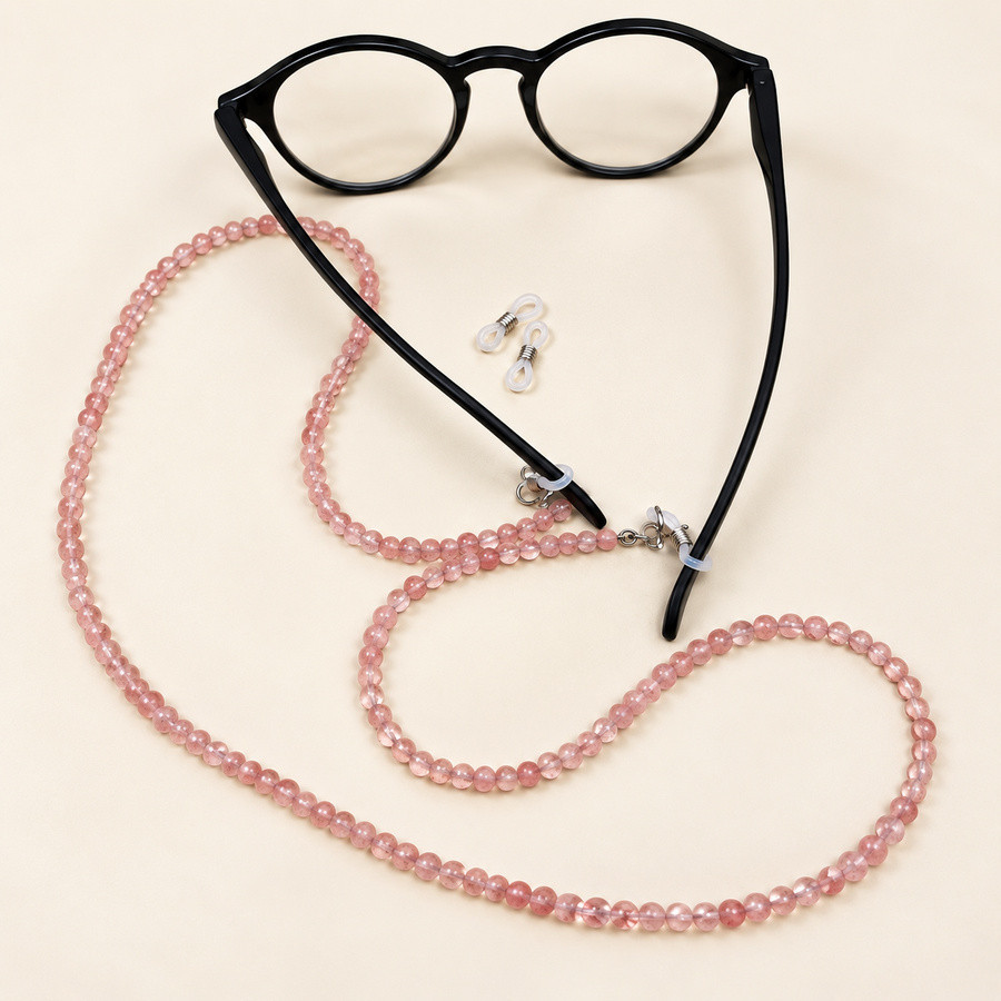 Cordon à lunettes quartz rose 72 cm | Look Hippie Chic