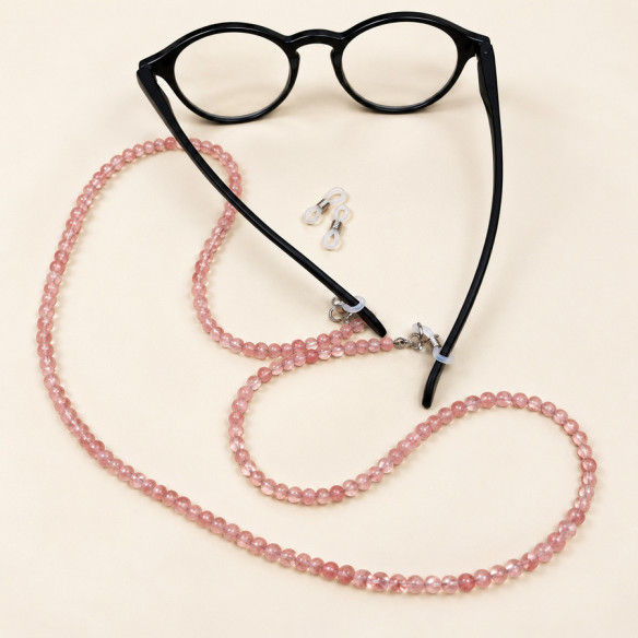 Cordon à lunettes quartz rose 72 cm | Look Hippie Chic