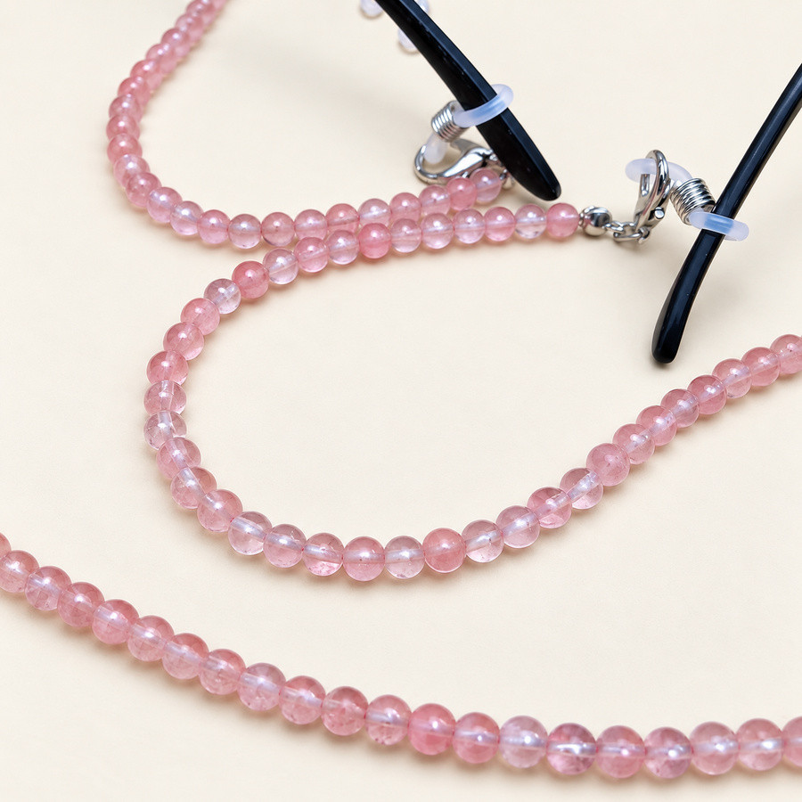 Cordon à lunettes quartz rose 72 cm | Look Hippie Chic