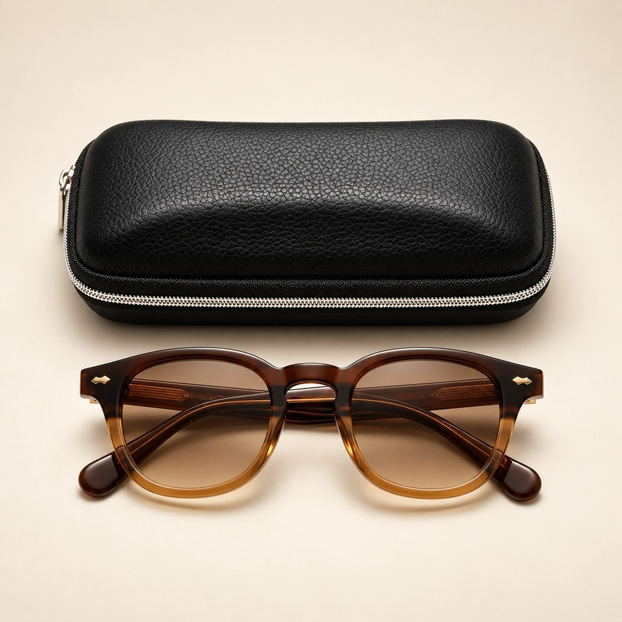 Bruine gepolariseerde acetaat zonnebril | Look Hippie Chic