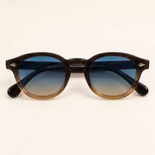 Lunettes de soleil rétro bleu et ambre – Verres dégradés