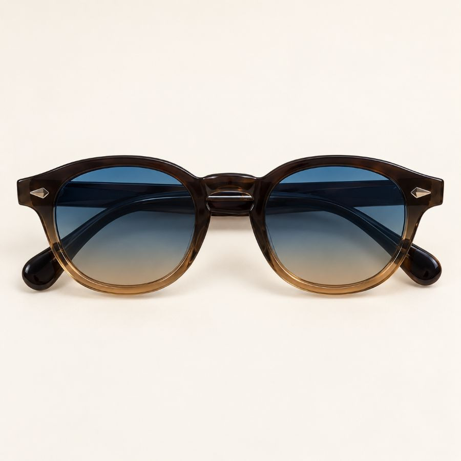 Lunettes de soleil rétro bleu et ambre – Verres dégradés