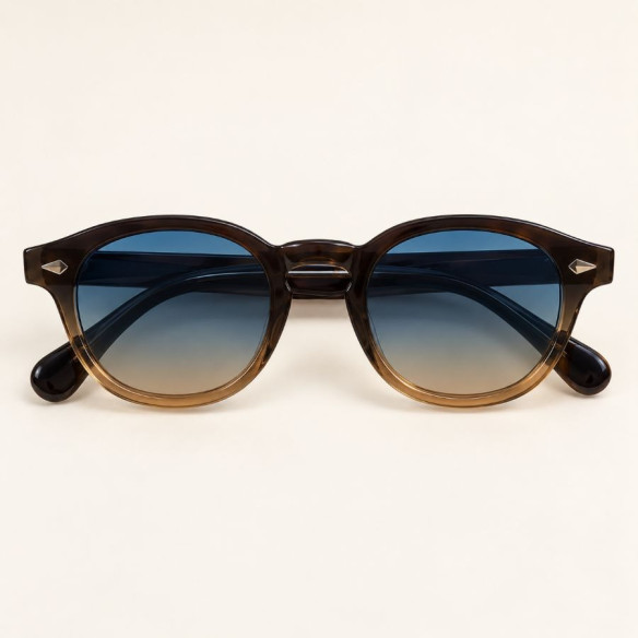 Blue and Amber Retro Sunglasses – Gradient Lenses