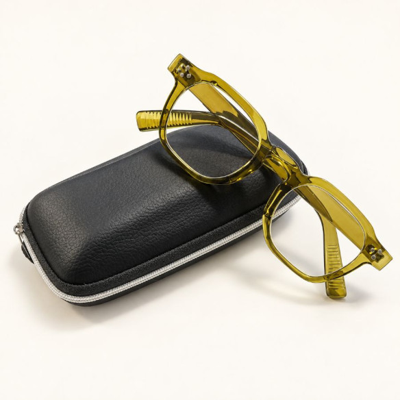 Lunettes de lecture vert olive rétro | Look Hippie Chic