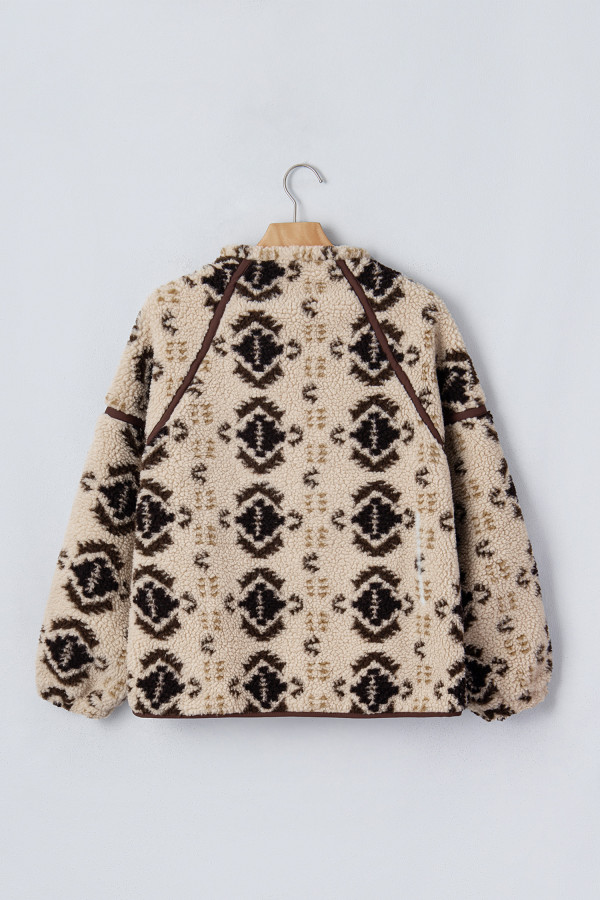 Dames fleecetrui khaki met westernprint | Boho chic